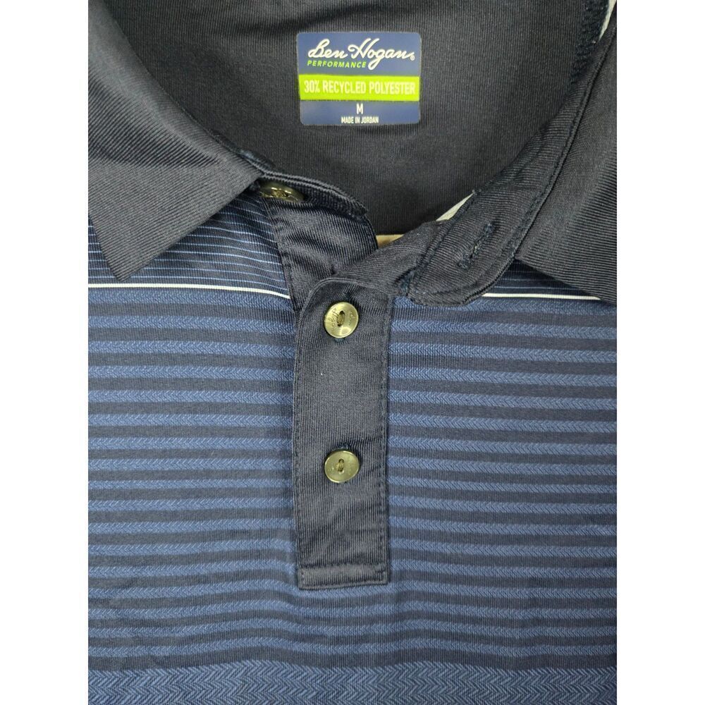 Ben Hogan Men's Navy Herringbone Performance Short Sleeve Golf Polo Size Medium - Picture 7 of 7